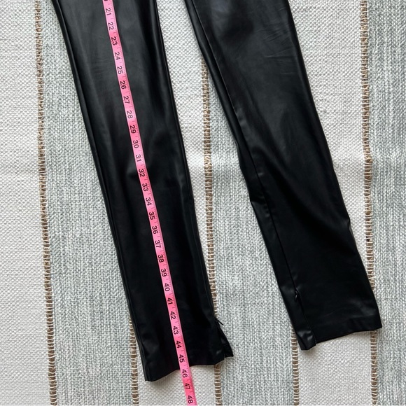 Zara Black Faux Leather Ankle Zip Slim Leg High Rise Pants Women’s Size Medium - Picture 2 of 8